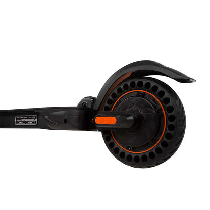 Kukirin S1 Max electric scooter rear wheel side view, 350W motor, durable adult e-scooter
